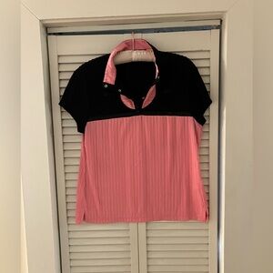 Jamie Sadock Pink Black Snap Golf Top